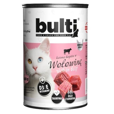 BULTI mielonka bogata w wołowinę dla kota 400g Bult