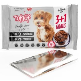 Tuf Tuf saszetki dla psa 4x100g - 2x drób, 2x wołowina 4 x 100g TufTuf