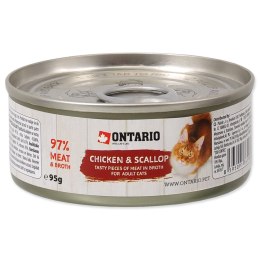 ONTARIO Chicken Pieces+Scallop 95g / Kawałki kurczaka i przegrzebki puszka 95g dla dorosłych kotów (213-2000)
