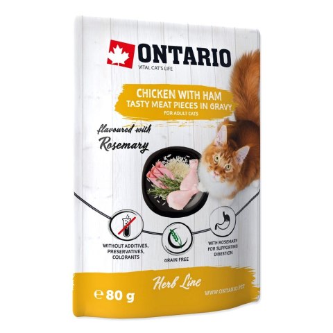 ONTARIO Herb kurczak z szynka, ryz, rozmaryn w sosie 80g saszetka dla kota (213-3534)