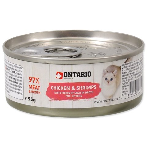 ONTARIO Junior Chicken Pieces+Shrimp 95g / Kawałki kurczaka i krewetki puszka 95g dla młodych kotów (213-2001)