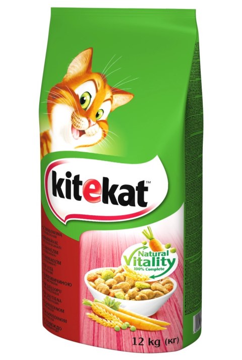KITEKAT Sucha Karma Dla Kotów Z Wołowiną I Warzywami 12kg
