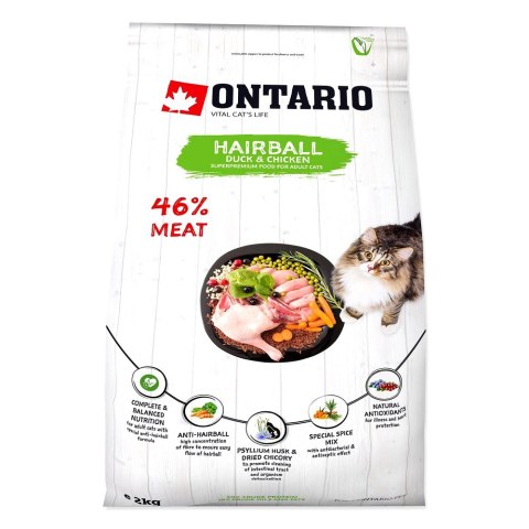ONTARIO Cat Hairball 2kg/ Pokarm dla kotów odkłaczający (213-10125)