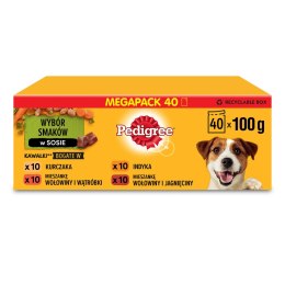 Pedigree Mokra Karma Dla Dorosłych Psów Saszetka Mix Smaków (Z Kurczakiem I Warzywami, Z Wołowiną I Warzywami, Z Indykiem I Marc