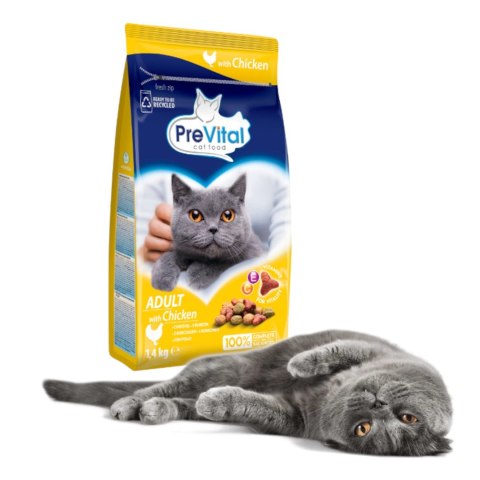 PREVITAL - Z kurczakiem - Pełnoporcjowa karma dla dorosłych kotów - karma sucha - 1,4kg PREVITAL