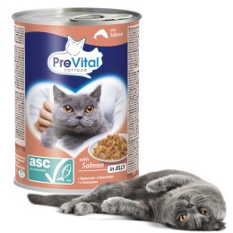 PREVITAL - Z łososiem ASC w galaretce - Pełnoporcjowa karma dla dorosłych kotów - 0.415g PREVITAL