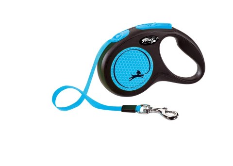 Flexi Smycz Classic M Taśma 5m Do 25kg Neon Blue
