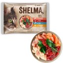 SHELMA saszetka - pełnoporcjowa bezzbożowa karma dla dorosłych kotów. Z łososiem, dorszem, wołowiną i kurczakiem 4x85g SHELMA