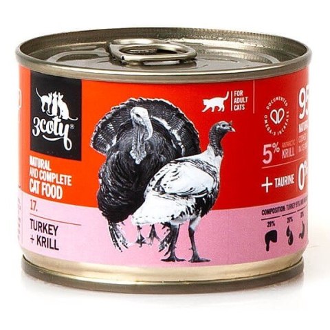3Coty TURKEY + KRILL for Adult cats 180g 3coty