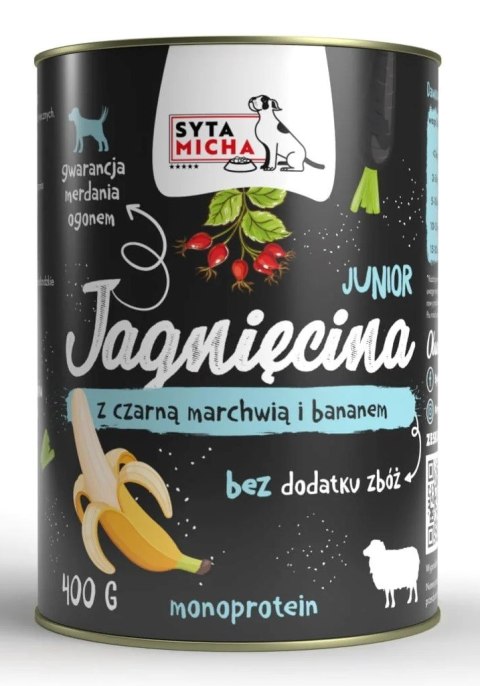 SYTA MICHA mokra karma dla szczeniąt jagnięcina z czarną marchwią i bananem 400g SYTA MICHA