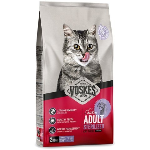 Voskes Adult Sterilized Chicken - sucha karma dla kota po sterylizacji z kurczakiem 2kg Voskes