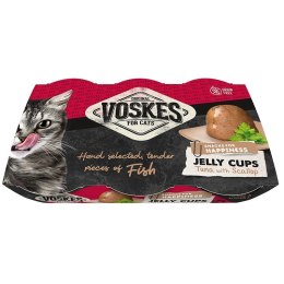 Voskes Jelly Cups Tuna & Scallop - galaretka z tuńczykiem i przegrzebkami przysmak dla kota 6x25g Voskes