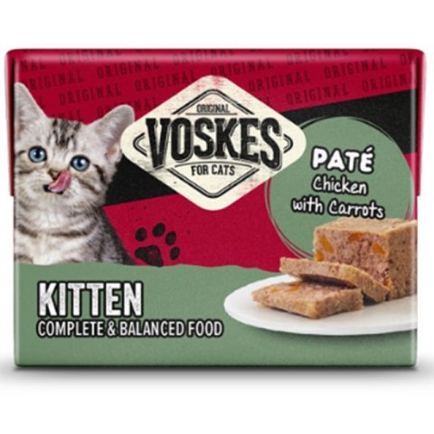Voskes Kitten Paté Chicken & Carrots - pasztet dla młodych kotów kurczak z marchewką 85g Voskes