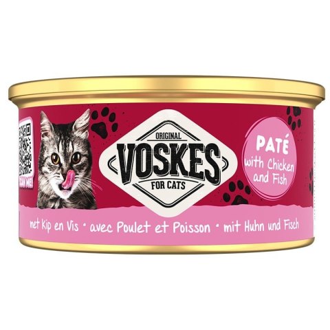 Voskes Paté Wetfood With Chicken & Fish - pasztet z kurczakiem i rybą karma dla kota 85g Voskes