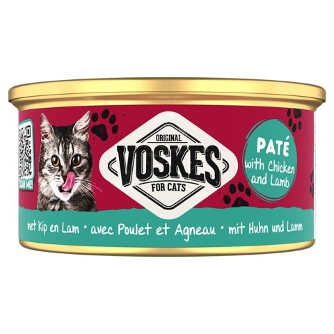 Voskes Paté Wetfood With Chicken & Lamb - pasztet z kurczakiem i jagnięciną karma dla kota 85g Voskes