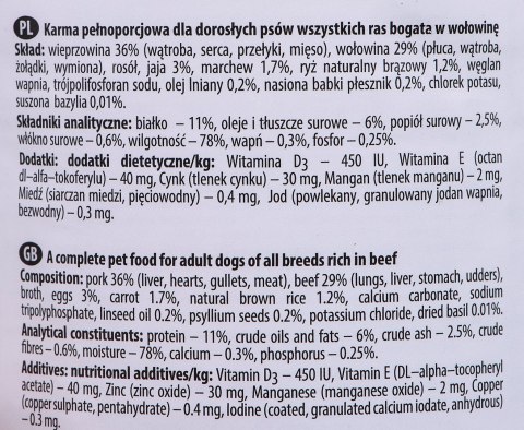 DOLINA NOTECI Premium bogata w wołowinę - mokra karma dla psa - 400 g DOLINA NOTECI