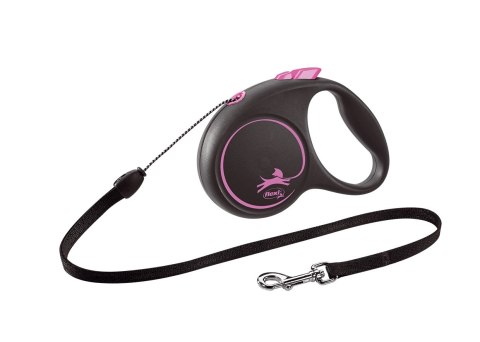 Flexi Smycz Black Design M Linka 5m Do 25kg Różowa