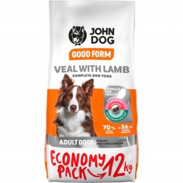 JOHN DOG Good Form Adult Średnie i duże rasy Cielęcina z jagnięciną - sucha karma dla psa - 12 kg JOHN DOG