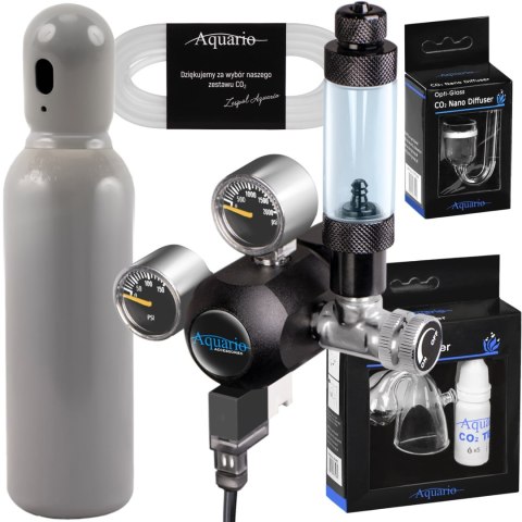 Aquario Professional 2.0 - zestaw CO2 z elektrozaworem + butla 8l Aquario