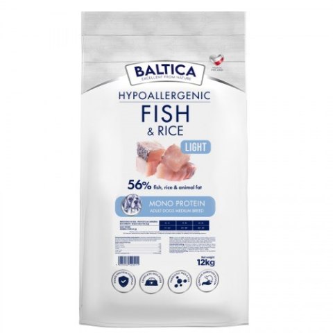 BALTICA NUTRACEUTIC Hypoallergenic Fish & Rice Light M 12kg BALTICA