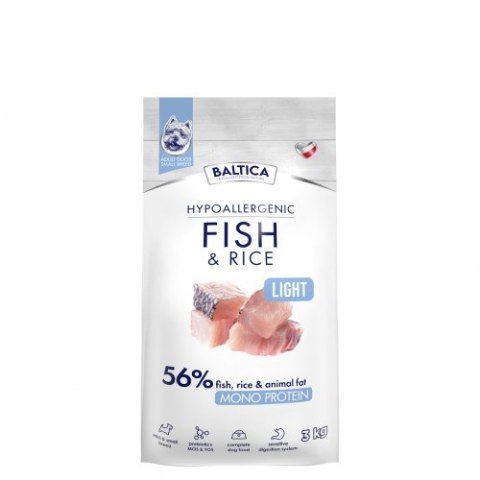 BALTICA NUTRACEUTIC Hypoallergenic Fish & Rice Light XS / S 3kg BALTICA