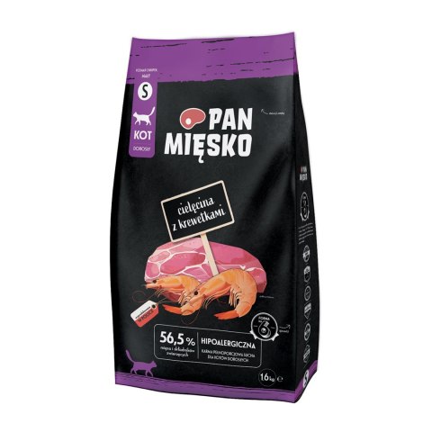 Pan Mięsko Cielęcina z krewetkami sucha karma dla kota chrupki S 1,6kg PAN MIĘSKO