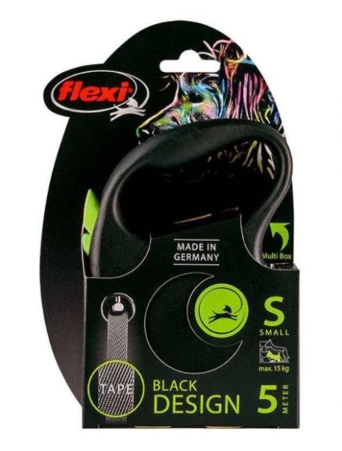 Smycz FLEXI automatyczna Black Design S taśma 5 m kol. zielony Flexi