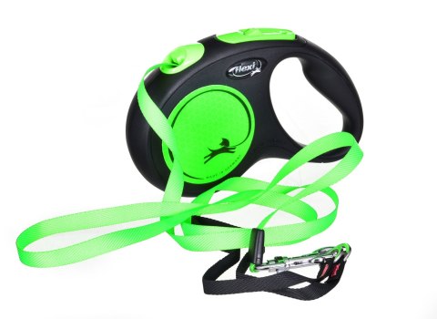Smycz FLEXI automatyczna New Neon taśma M 5 m zielona Flexi