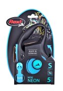 Smycz Flexi automatyczna New Neon S taśma 5 m - dla psa do 15 kg, kolor niebieski Flexi