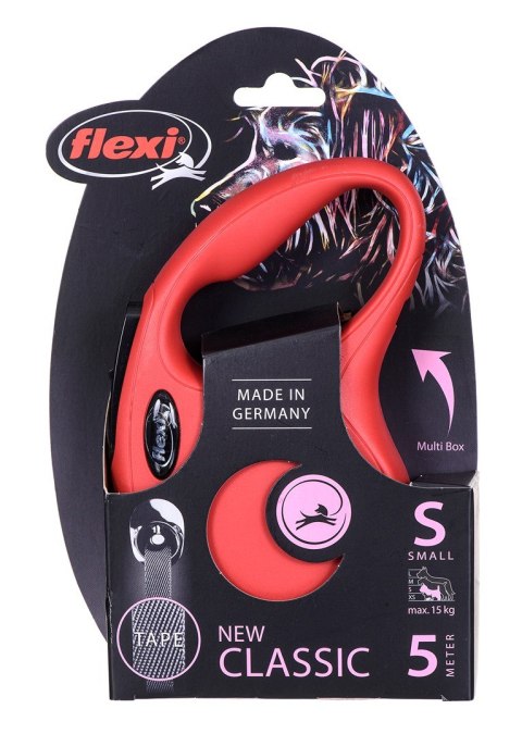 Smycz NEW CLASSIC S taśma -5m -do 15kg czerwony Flexi