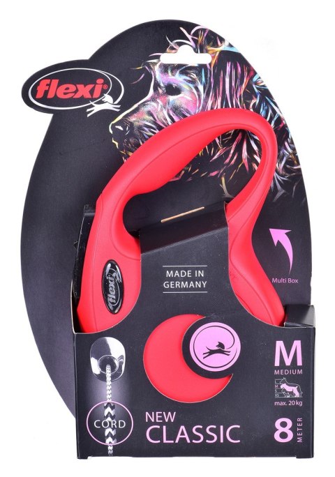 Smycz flexi automatyczna New Classic M linka 8 m - dla psa do 20 kg, kolor czerwony Flexi