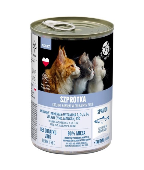 PETREPUBLIC Kawałki w sosie ze szprotką - Karma mokra dla kota - 400g PetRepublic