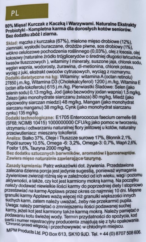 APPLAWS CAT Senior Kurczak - karma dla starszych kotów z wysoką zawartością mięsa - 7.5kg (WYPRZEDAŻ) Applaws