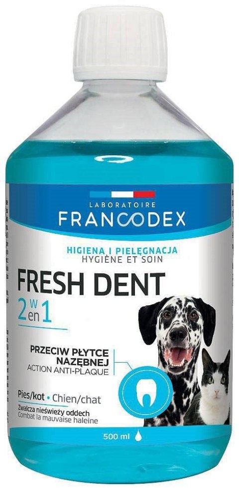 FRANCODEX Fresh dent - płyn do higieny jamy ustnej dla psów i kotów 500 ml FRANCODEX