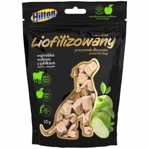 Hilton liofilizowany przysmak z wątróbką wołową i jabłkiem dla psa 50g Hilton