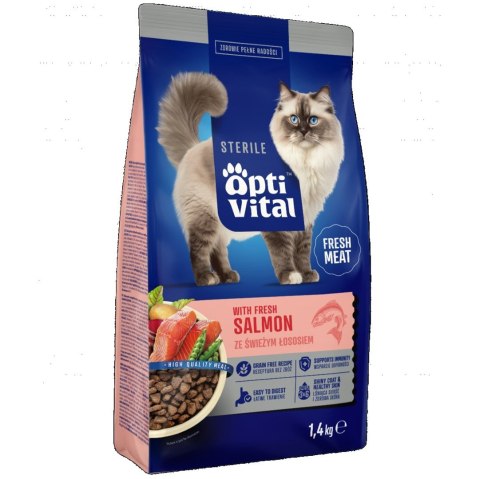 OptiVital karma sucha Steril- pełnoporcjowa karma dla sterylizowanych kotów FM z łososiem 1,4 kg OptiVital