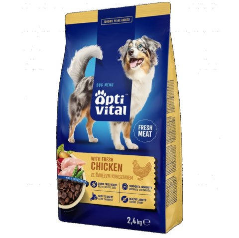 OptiVital karma sucha- pełnoporcjowa karma dla dorosłych psów FM z kurczakiem 2,4 kg OptiVital