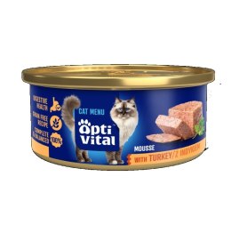 OptiVital mini puszka - Mus dla dorosłych kotów z indykiem 85g OptiVital