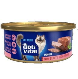 OptiVital mini puszka - Mus dla dorosłych kotów z wołowiną 85g OptiVital