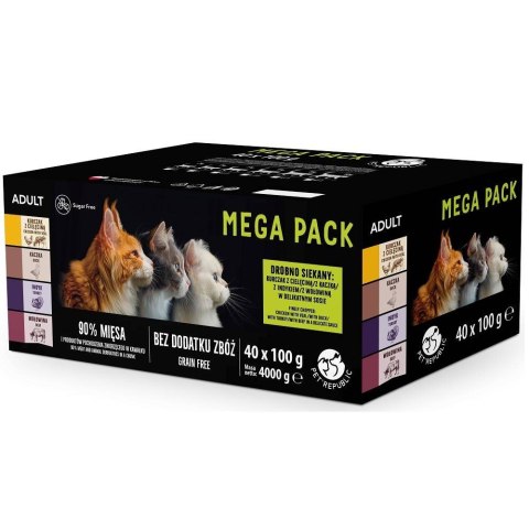 PetRepublic saszetki dla kota (kaczka, indyk, wołowina, kurczak z cielęciną) 40x100g PetRepublic