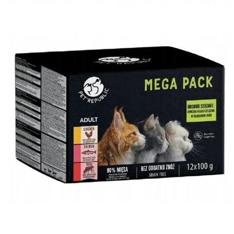 PetRepublic saszetki dla kota (kurczak- łosoś- cielęcina) 12x100g PetRepublic