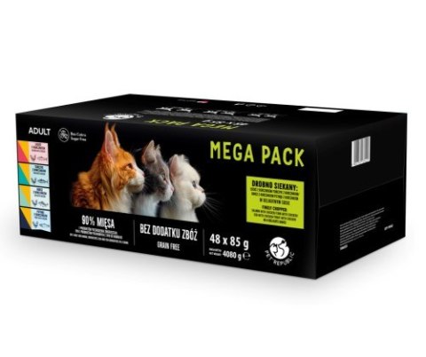PetRepublic saszetki dla kota rybne smaki (łosoś, kurczak, tuńczyk, dorsz, pstrąg) 48x85g PetRepublic