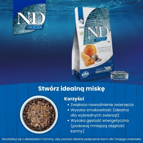FARMINA N&D Ocean Herring, Pumpkin & Orange Adult - sucha karma dla kota - 1,5kg Farmina
