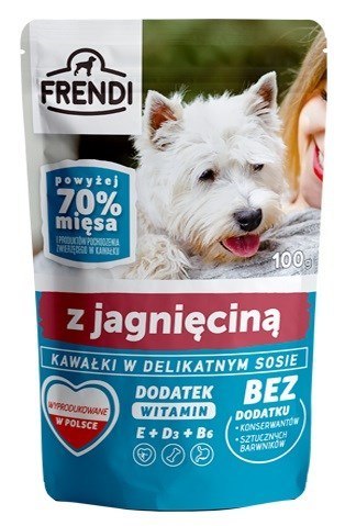 FRENDI Kawałki w delikatnym sosie z jagnięciną - mokra karma dla psa - 100 g Frendi