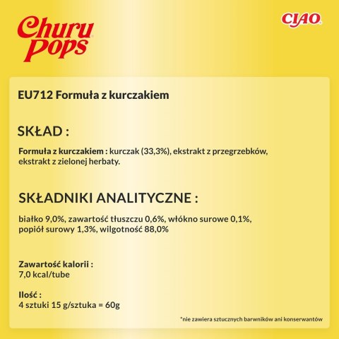 INABA Churu Pops Kurczak - przysmak dla kota - 4x15 g INABA