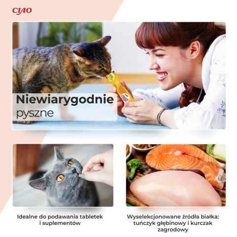 INABA Churu Pops Tuńczyk z kurczakiem - przysmak dla kota - 4x15 g INABA