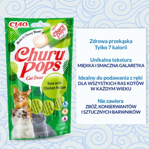 INABA Churu Pops Tuńczyk z kurczakiem - przysmak dla kota - 4x15 g INABA