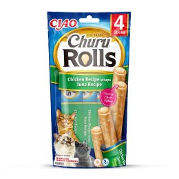INABA Churu Rolls Tuńczyk z kurczakiem - przysmak dla kota - 4x10 g INABA