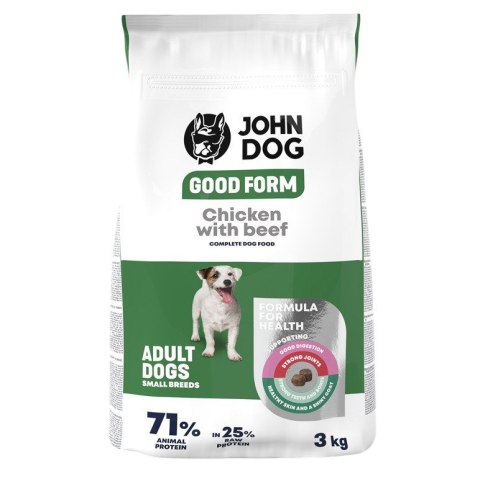 John Dog GOOD FORM MAŁE RASY kurczak z wołowiną Karma sucha dla psa 3kg JOHN DOG