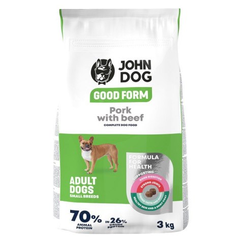 John Dog GOOD FORM MAŁE RASY wieprzowina z wołowiną Karma sucha dla psa 3kg JOHN DOG
